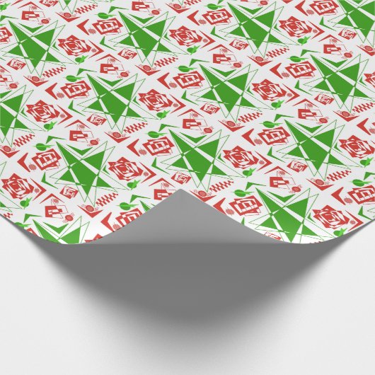 Abstract, Kerstmis design van rood, groen, & wit Cadeaupapier (Hoek)