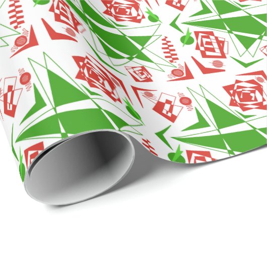 Abstract, Kerstmis design van rood, groen, & wit Cadeaupapier (Rol Hoek)