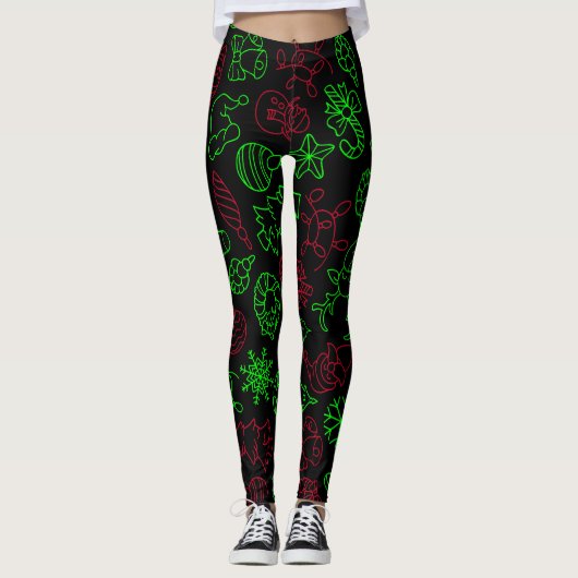 Abstract kerstpatroon leggings (Voorkant)