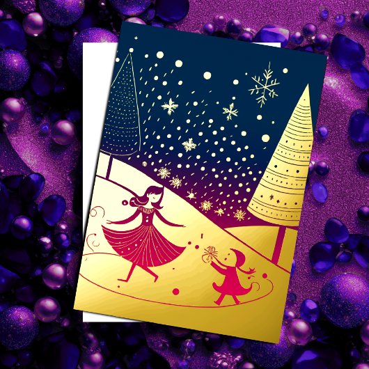 Abstract Kerstthema Illustratie Goud Roze Folie Feestdagenkaart