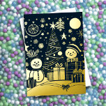 Abstract Kerstthema Sneeuwmannen Goudfolie Folie Feestdagenkaart<br><div class="desc">Abstracte kerst thema illustratie goudfolie</div>