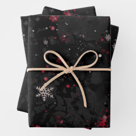 Abstract kerstwervelpatroon op dramatisch zwart inpakpapier vel