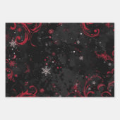 Abstract kerstwervelpatroon op dramatisch zwart inpakpapier vel (Voorkant)