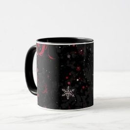 Abstract kerstwervelpatroon op dramatisch zwart mok