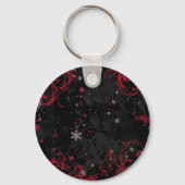 Abstract kerstwervelpatroon op dramatisch zwart sleutelhanger (Voorkant)