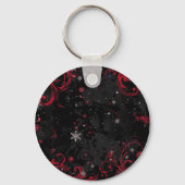Abstract kerstwervelpatroon op dramatisch zwart sleutelhanger (Achterkant)