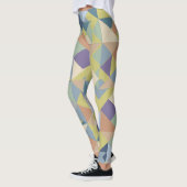 Abstract Khaki groen mozaïekpatroon Leggings (Links)