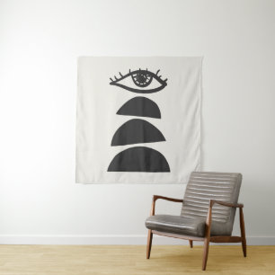 Abstract kijkend oog met het balanceren van stenen wandkleed