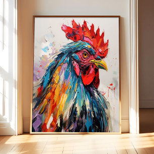 Abstract Kip Art Print Poster, Vintage Vogel Muur
