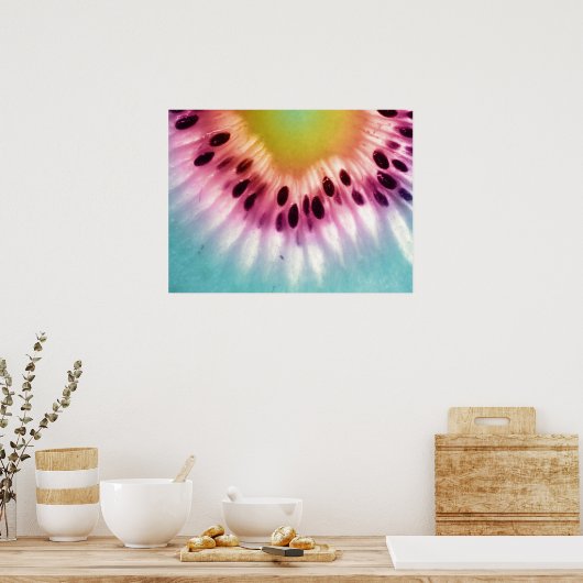 Abstract kiwi-fruitzaad poster (Keuken)
