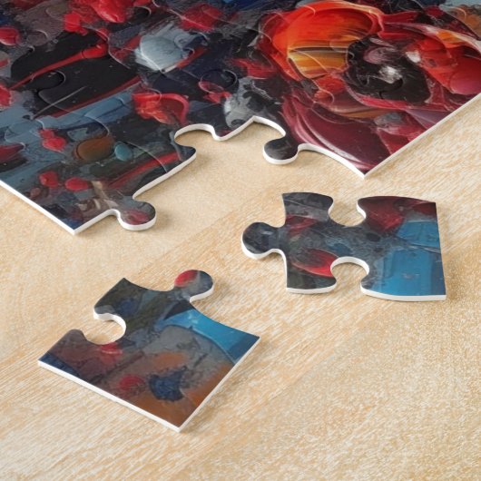 Abstract klaprozen schilderij legpuzzel (Zijkant)