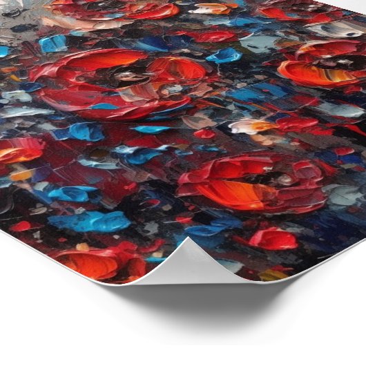 Abstract klaprozen schilderij poster (Hoek)