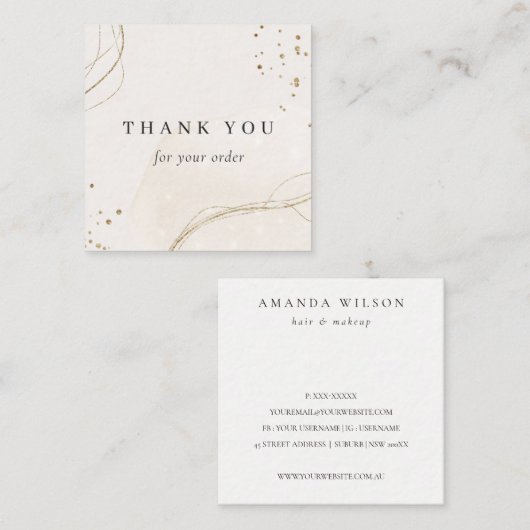 Abstract klein ivoren goud Hartelijk dank voor uw  Vierkante Visitekaartje (Voorkant / Achterkant)