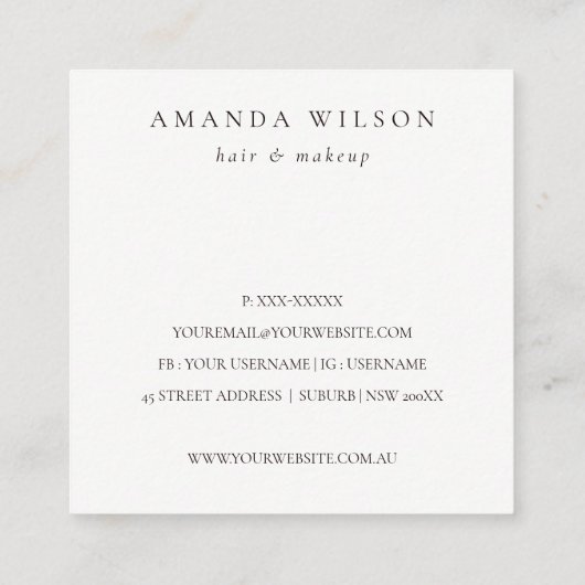 Abstract klein ivoren goud Hartelijk dank voor uw  Vierkante Visitekaartje (Achterkant)