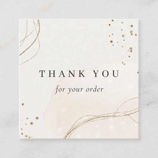 Abstract klein ivoren goud Hartelijk dank voor uw  Vierkante Visitekaartje (Voorkant)