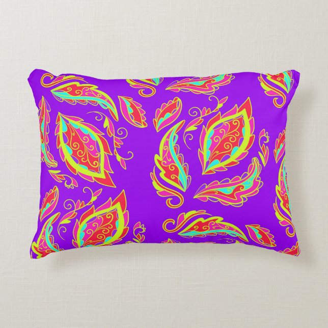 abstract,kleur,patroon,Indisch,mandala,paars Accent Kussen (Voorkant)