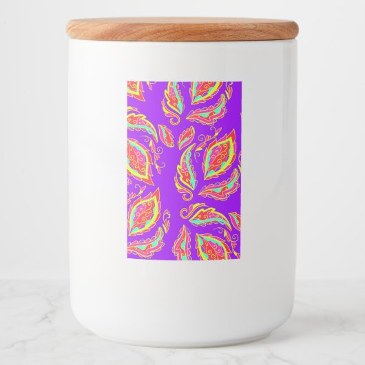 abstract,kleur,patroon,Indisch,mandala,paars Voedselcontainer Etiket (Voorkant)