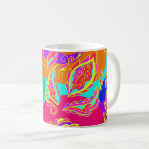 abstract,kleur,patroon,Indisch,mandala,roze, Koffiemok