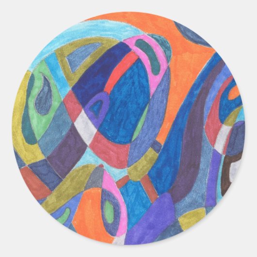 abstract "Kleur Rush" Ronde Sticker (Voorkant)