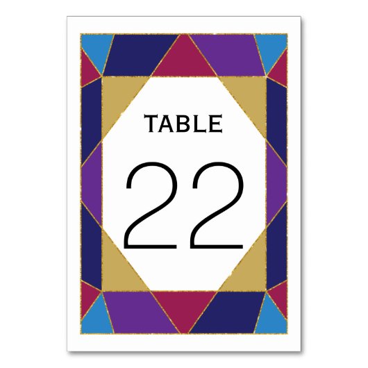 Abstract kleurblok jewel trouwlijstnummer kaart (Achterkant)