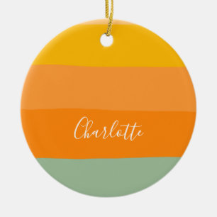 Abstract Kleurblok Strepen Oranje Persoonlijk Keramisch Ornament