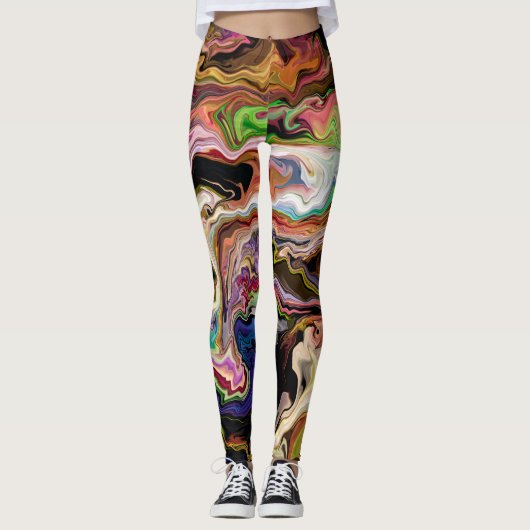 Abstract kleuren Orquidia in het donker Leggings (Voorkant)