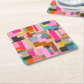 Abstract kleurenblok midden midden moderne geometr kartonnen onderzetters (Schuin)