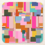 Abstract kleurenblok midden midden moderne geometr kartonnen onderzetters<br><div class="desc">Abstract kleurenblok - Roze,  Geel,  Oranje,  Bruin,  lavender en blauw - Mid-eeuwse Modern.</div>