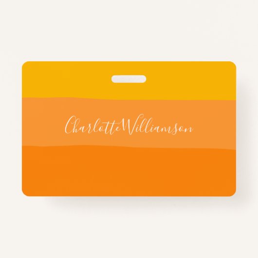 Abstract kleurenblok Stripes Oranje op maat Badge (Voorkant)