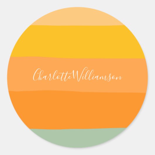 Abstract kleurenblok Stripes Oranje op maat Ronde Sticker (Voorkant)