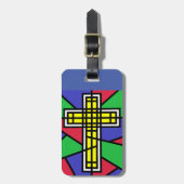 Abstract kleurenkruis ontwerp bagagelabel (Voorkant verticaal)