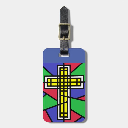 Abstract kleurenkruis ontwerp bagagelabel (Voorkant verticaal)