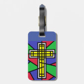 Abstract kleurenkruis ontwerp bagagelabel (Achterkant verticaal)