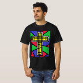Abstract kleurenkruis ontwerp t-shirt (Voorkant volledig)