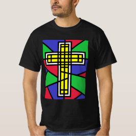 Abstract kleurenkruis ontwerp t-shirt