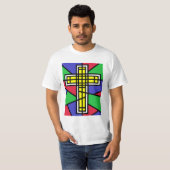 Abstract kleurenkruis ontwerp t-shirt (Voorkant volledig)
