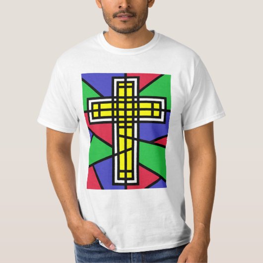 Abstract kleurenkruis ontwerp t-shirt (Voorkant)