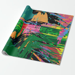Abstract kleurenpatroon in graffiti stijl v cadeaupapier