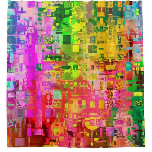Abstract kleurenpixel douchegordijn (Voorkant)