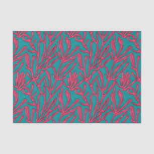 Abstract kleurenrood roze en Blauwgroen patroon Tissuepapier