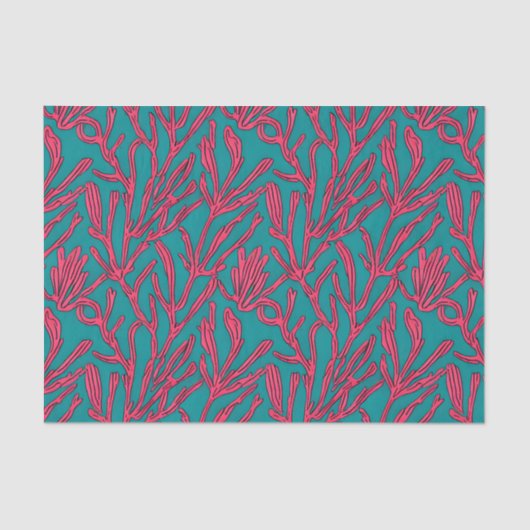 Abstract kleurenrood roze en Blauwgroen patroon Tissuepapier (Voorkant)