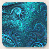 Abstract kleurig blauw en Blauwgroen spiraal patro Bier Onderzetter (Voorkant)