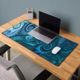 Abstract kleurig blauw en Blauwgroen spiraal patro Bureaumat