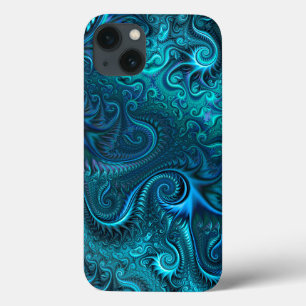 Abstract kleurig blauw en Blauwgroen spiraal patro Case-Mate iPhone Case