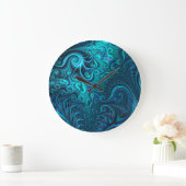 Abstract kleurig blauw en Blauwgroen spiraal patro Grote Klok (Huis)