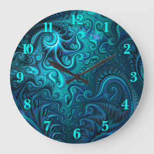 Abstract kleurig blauw en Blauwgroen spiraal patro Grote Klok