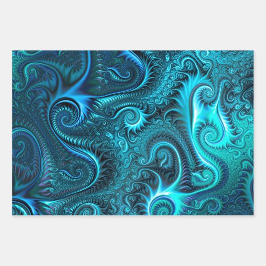 Abstract kleurig blauw en Blauwgroen spiraal patro Inpakpapier Vel (Voorkant 3)