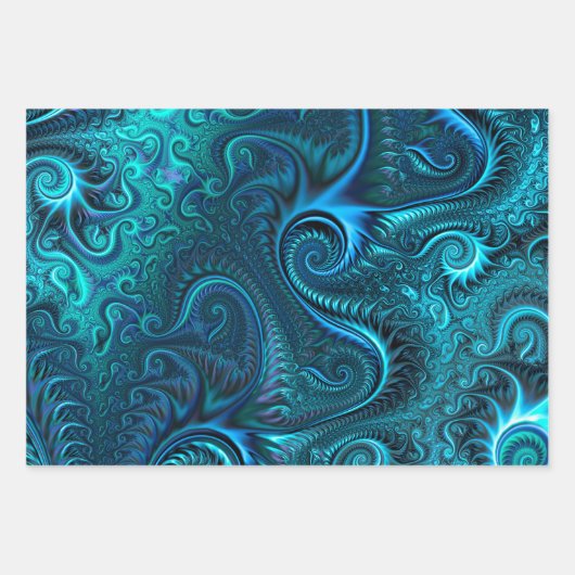 Abstract kleurig blauw en Blauwgroen spiraal patro Inpakpapier Vel (Voorkant 2)