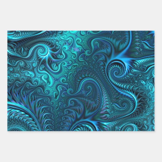 Abstract kleurig blauw en Blauwgroen spiraal patro Inpakpapier Vel (Voorkant 2)