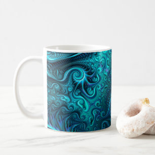 Abstract kleurig blauw en Blauwgroen spiraal patro Koffiemok